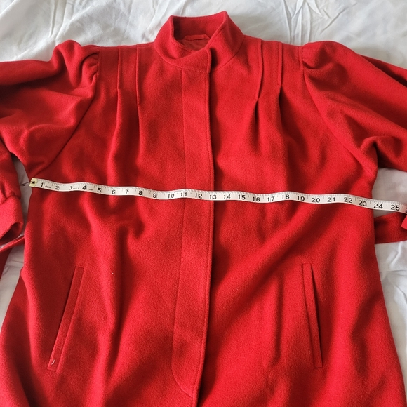 Herno luxury wool belted long jacket in vibrant red size Large - Picture 9 of 13